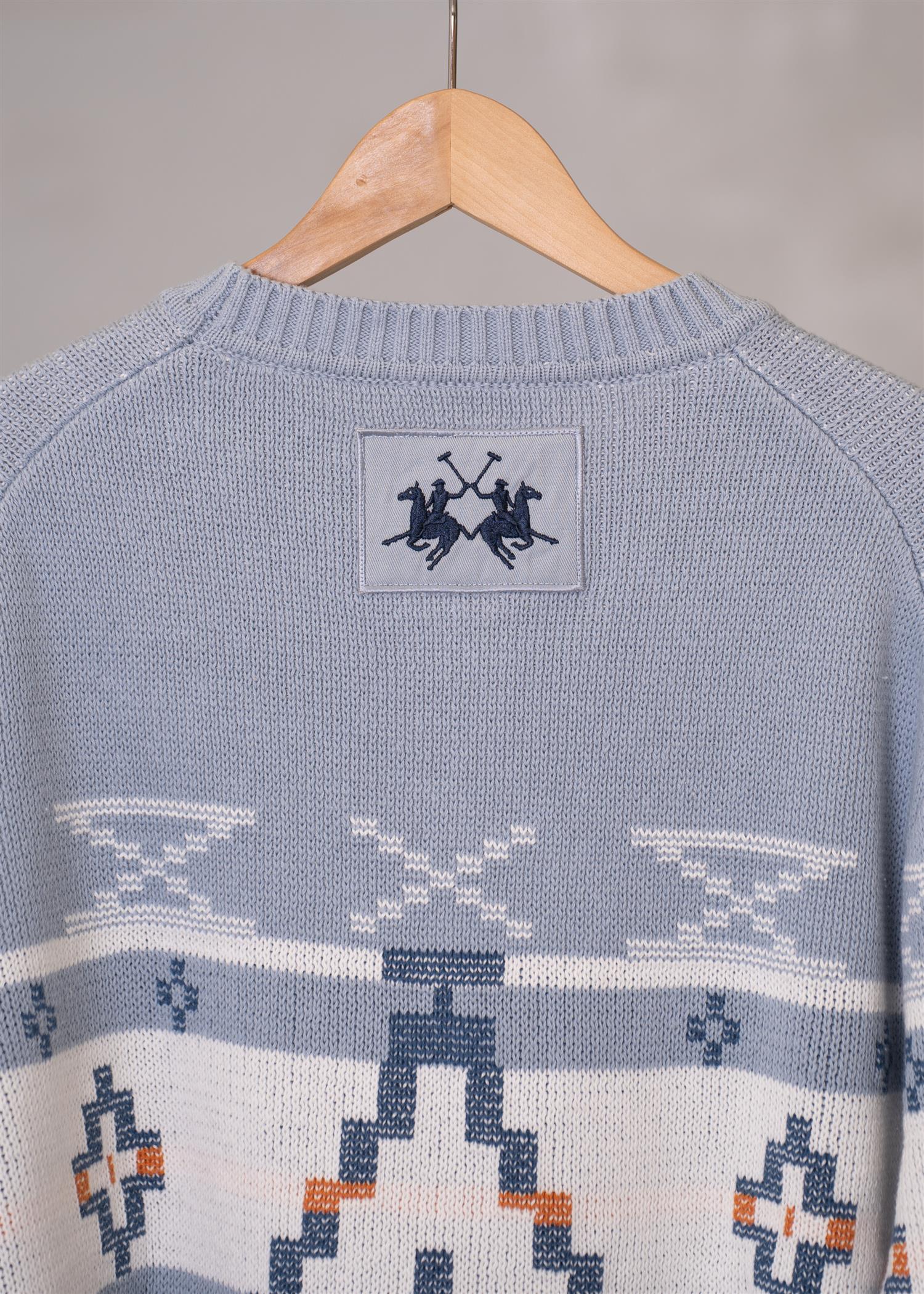 Image of Men's jacquard sweater with geometric pattern - Carlomagno