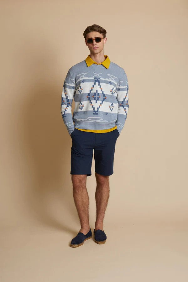 Image of Men's jacquard sweater with geometric pattern - Carlomagno